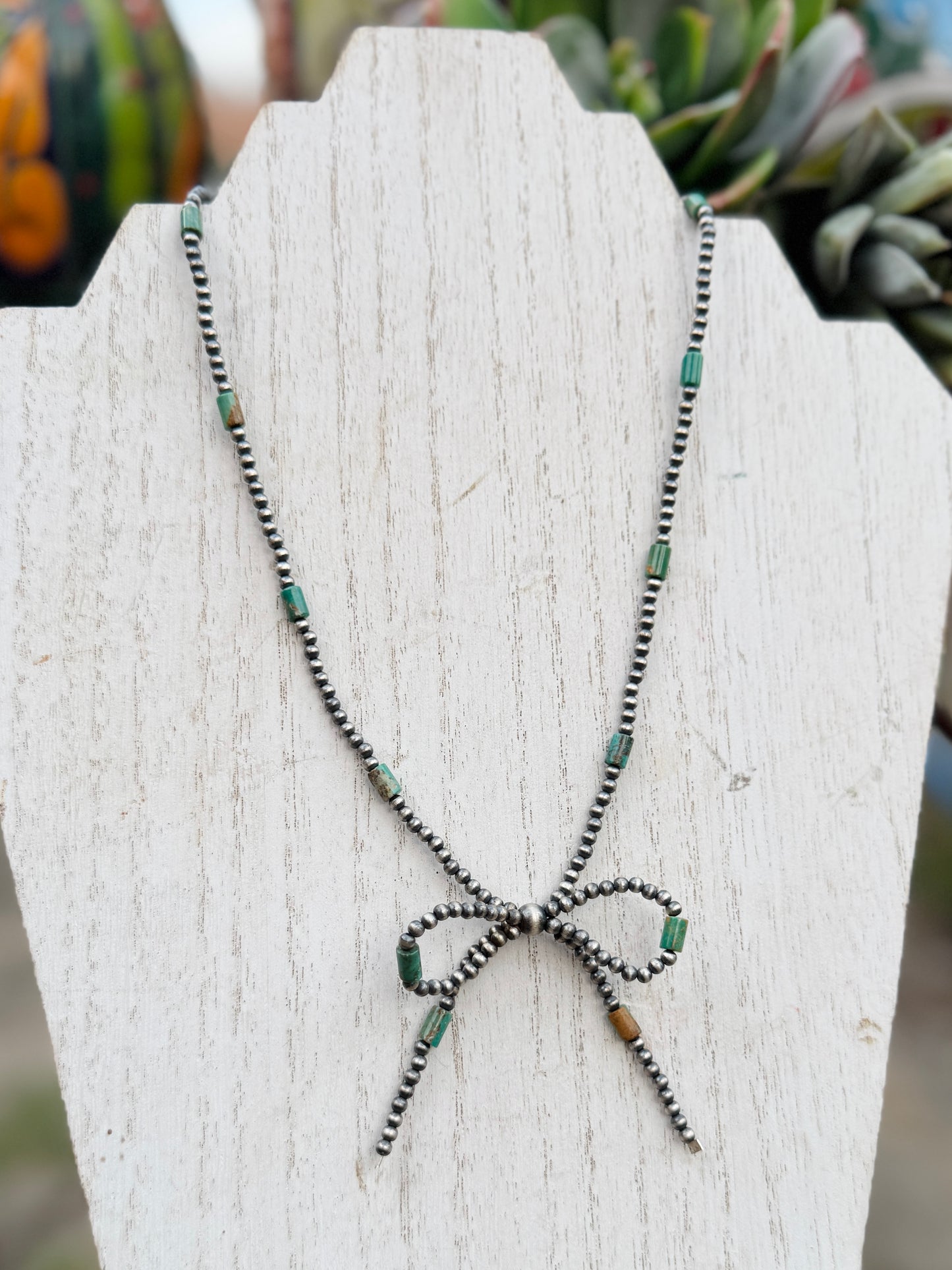 Kingman Sterling Silver Bow Necklace