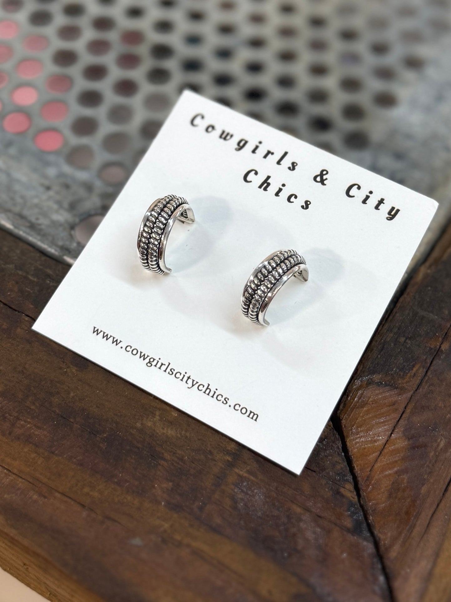 Small Rope Silver Hoops