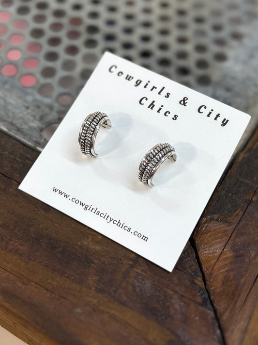 Small Rope Silver Hoops