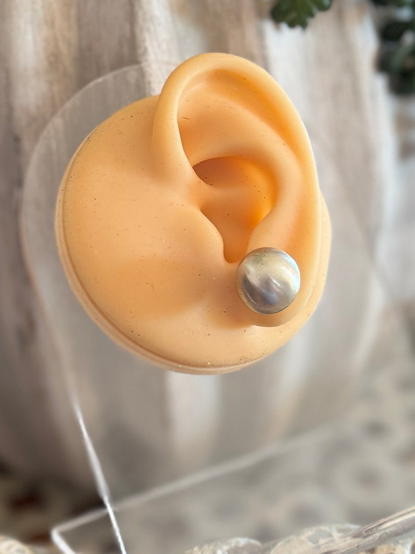 Large Handmade Sterling Navajo Pearl Earring