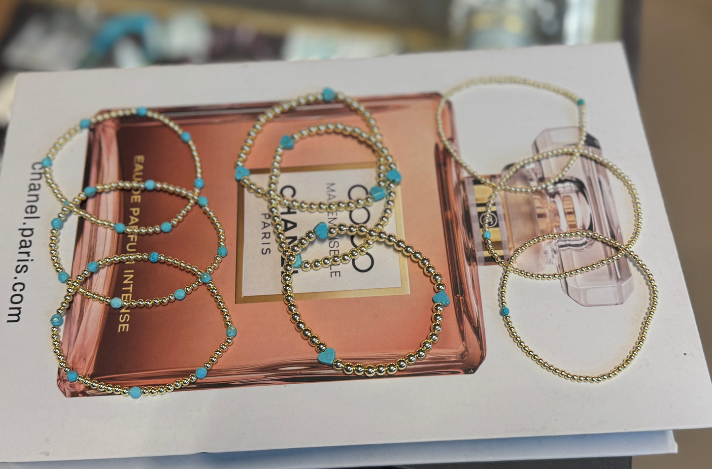 Turquoise & Gold Bead Bracelet