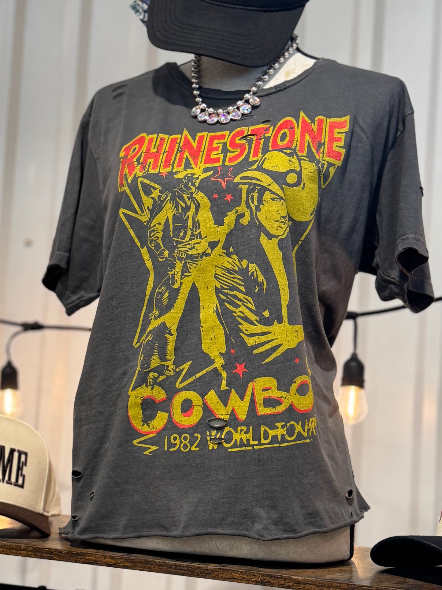 Rhinestone Cowboy Distressed Tee