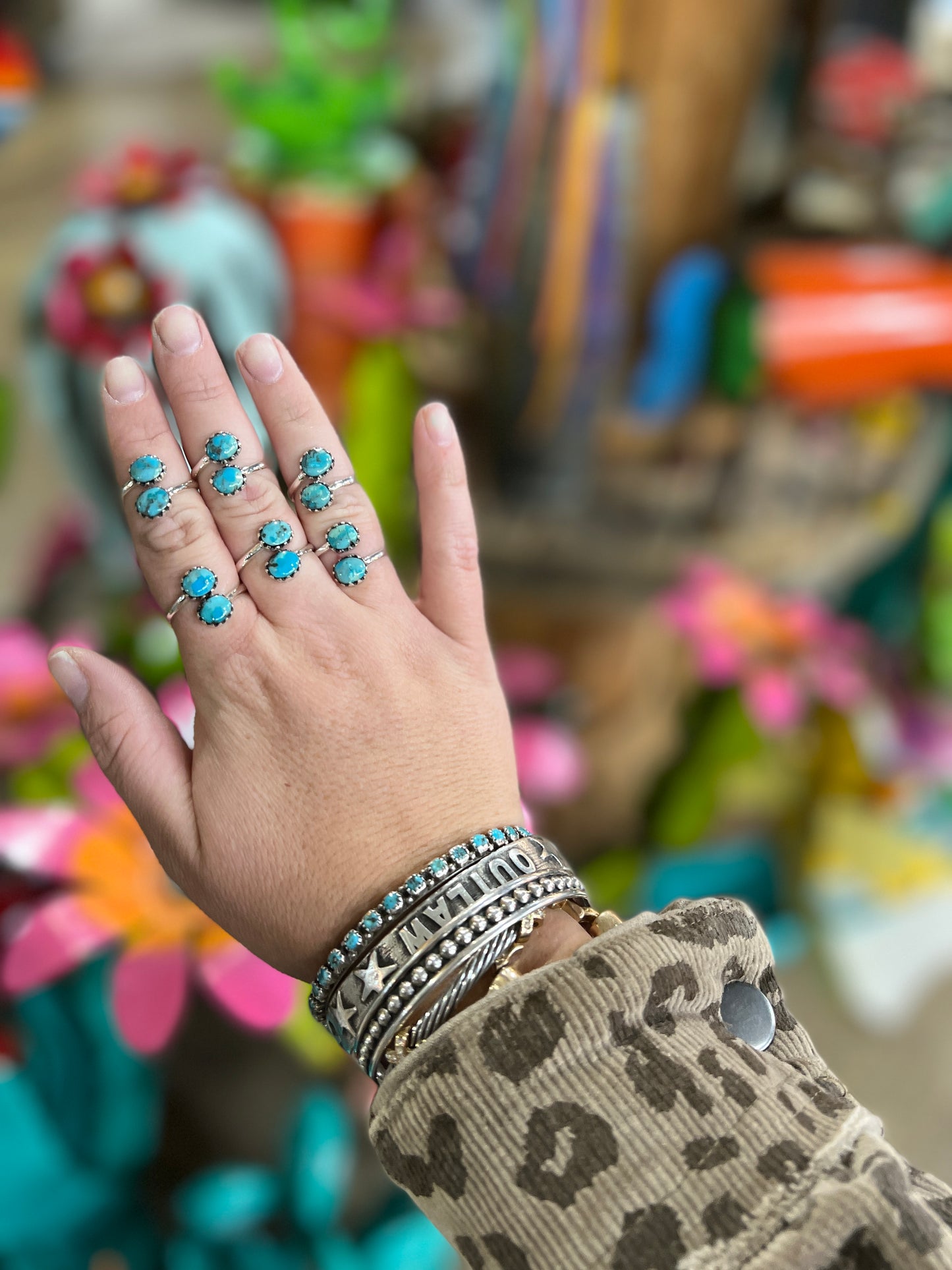 Double Stud Turquoise Ring