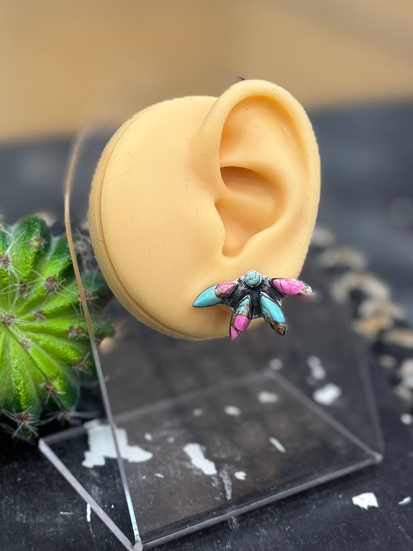 Cotton Candy Flower Drop Studs