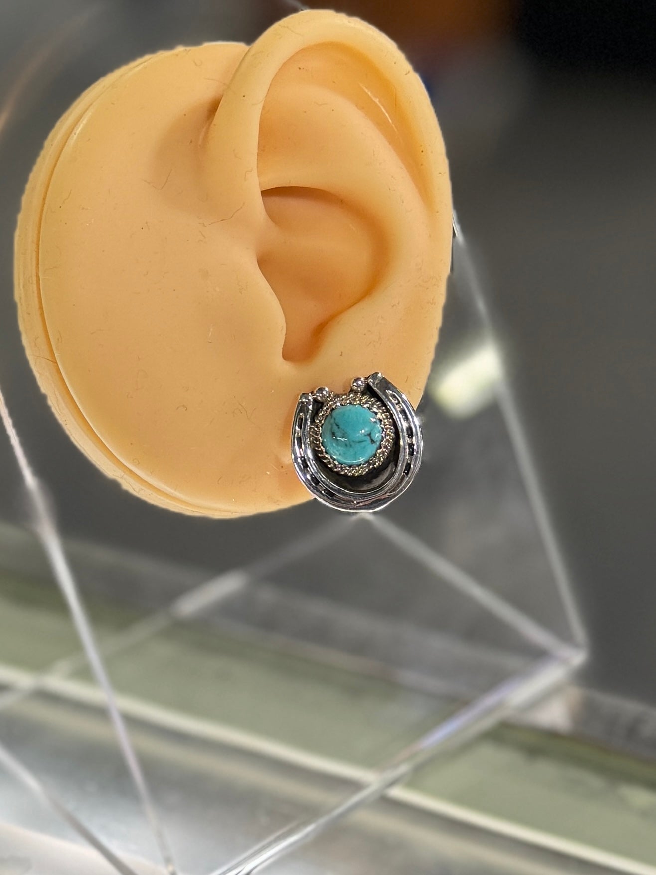 Kingman Silver Horseshoe Earrings