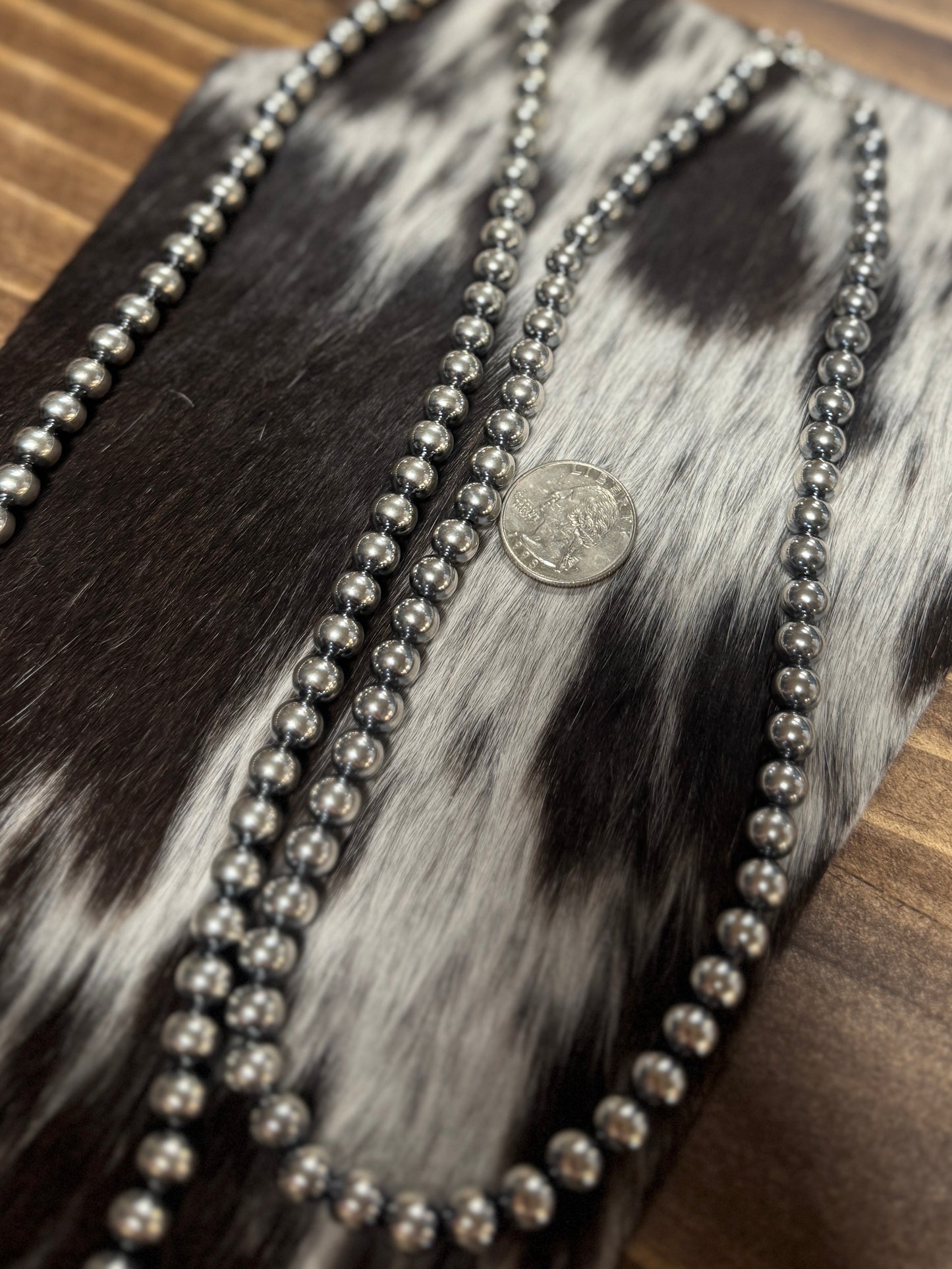 8mm Sterling Silver Navajo Pearl Necklace