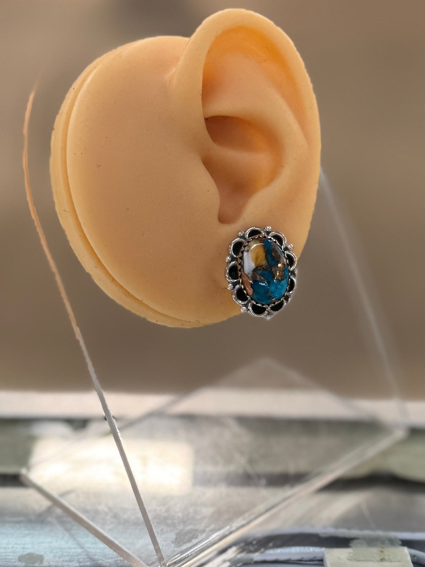 Orange Crush Oval Sterling Studs