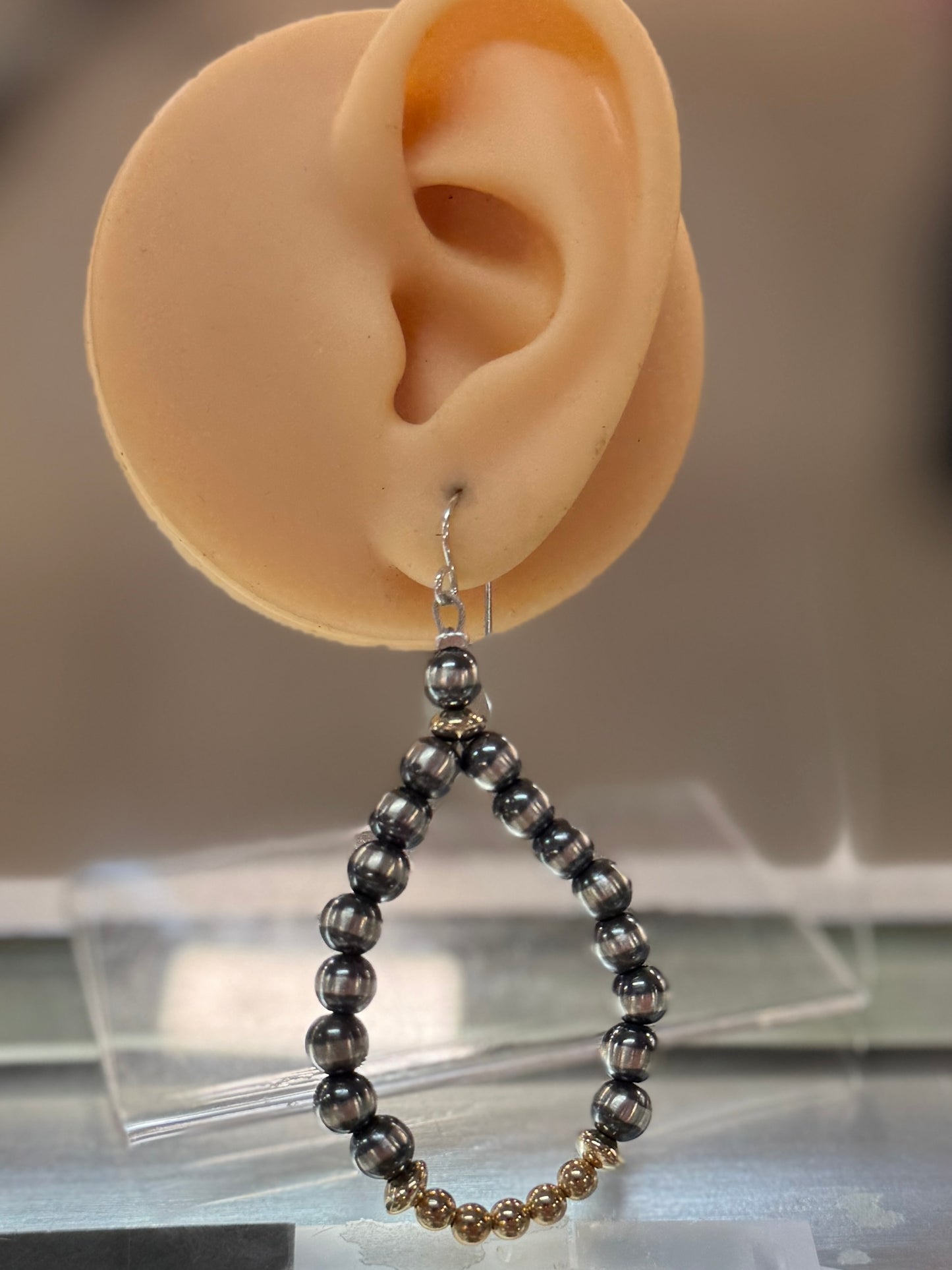 Sterling Pearl & Gold Hoop Earrings