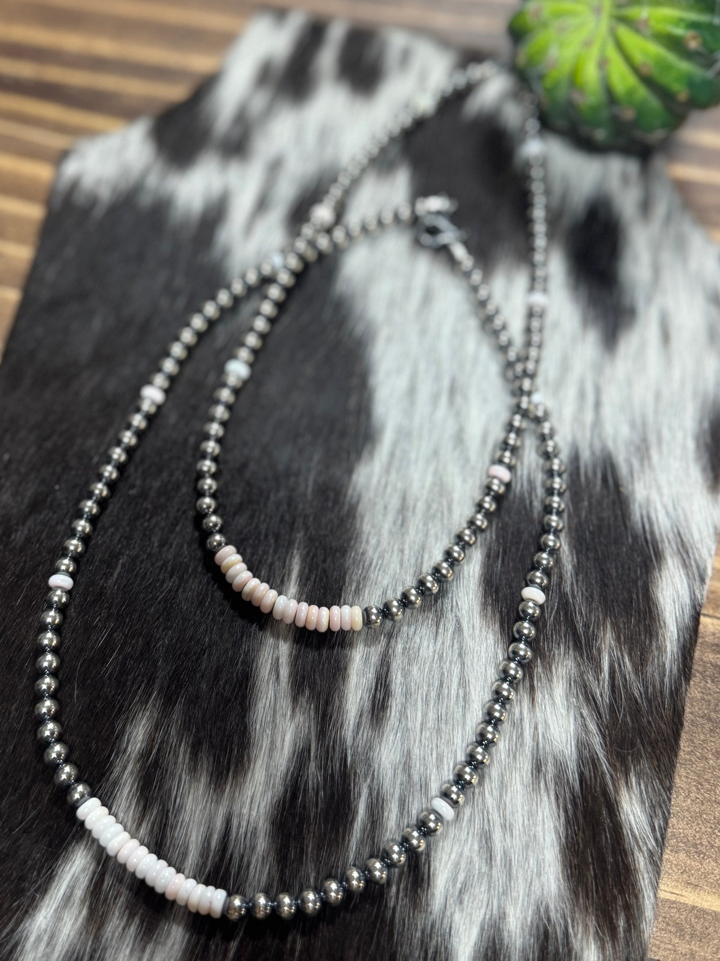 {Sea Waves} Pink Conch & Silver Navajo Pearl Necklace