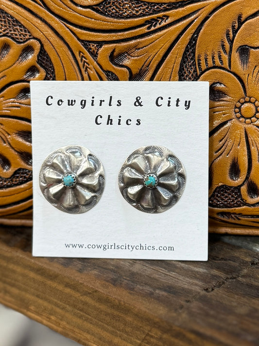 Silver Concho Earrings