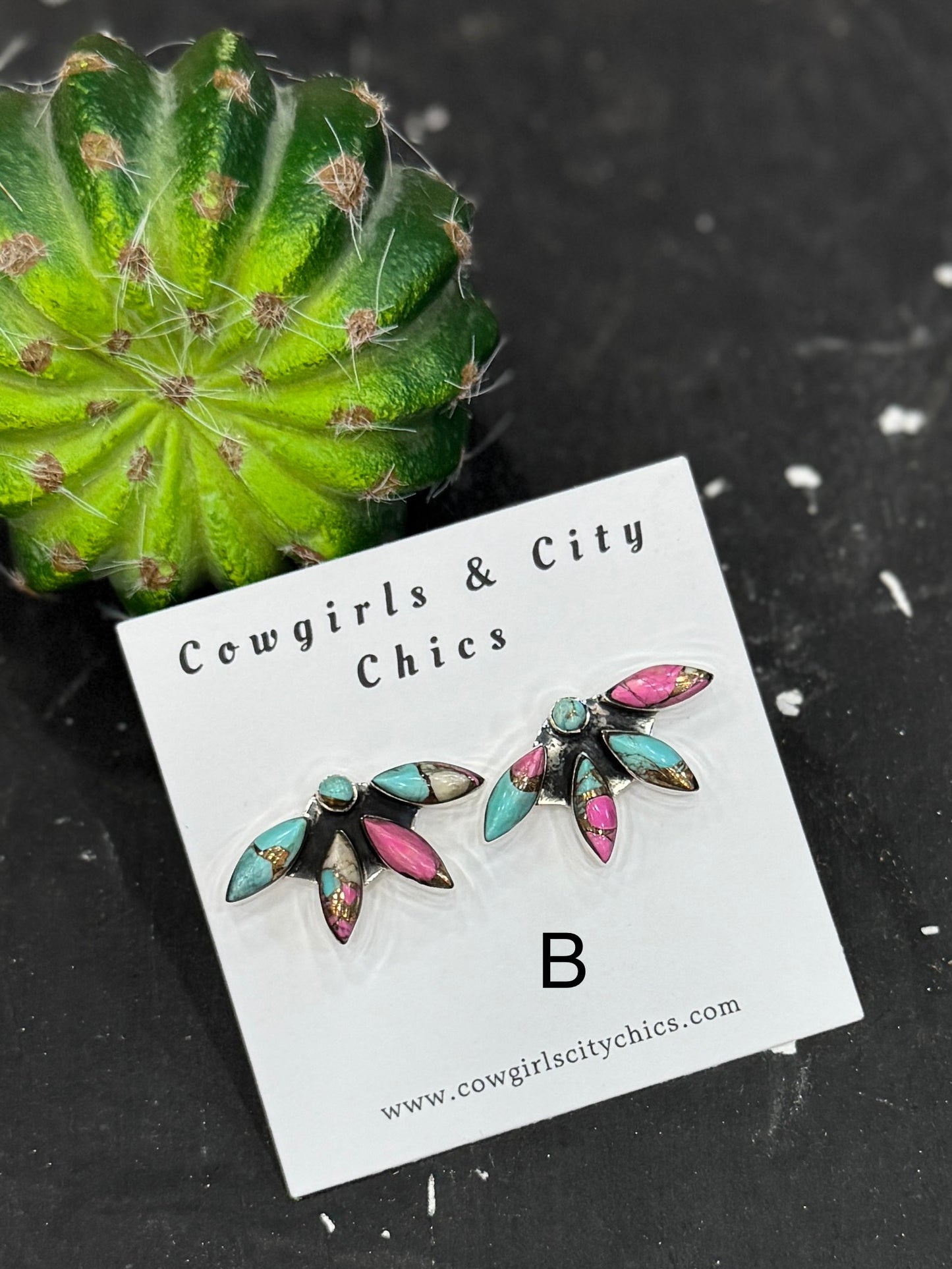 Cotton Candy Flower Drop Studs