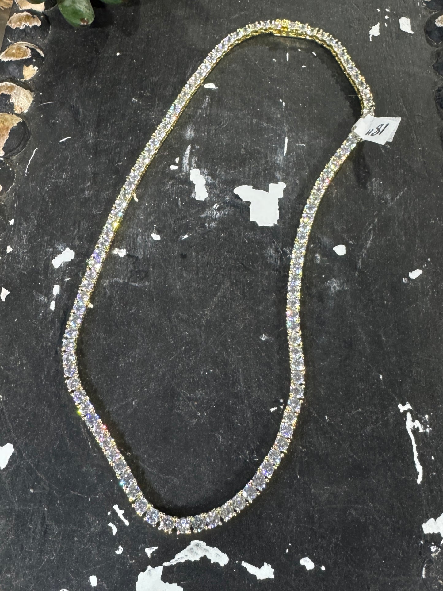 Gold Tennis CZ Necklace