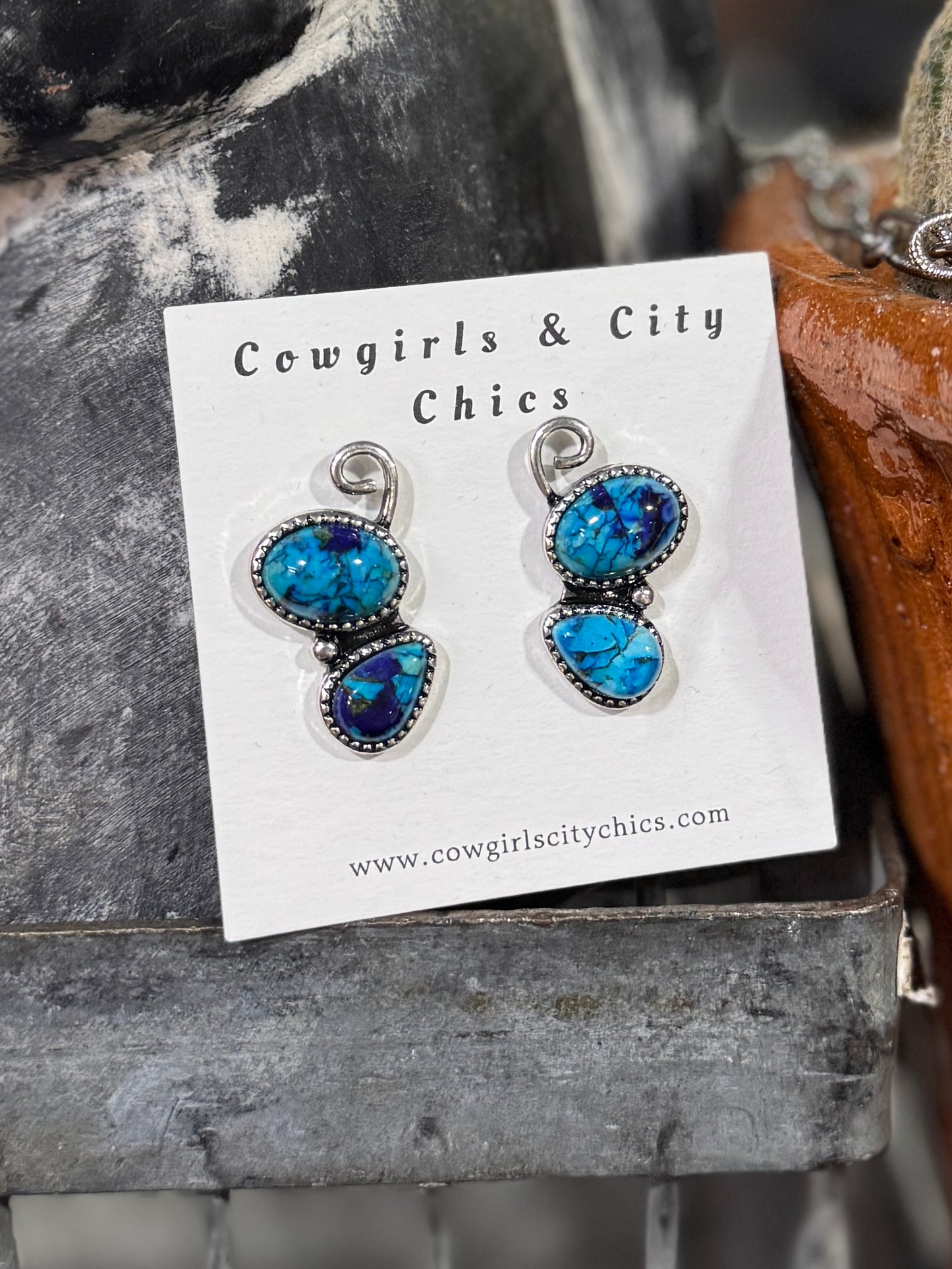 Blue Dahlia Side Earrings