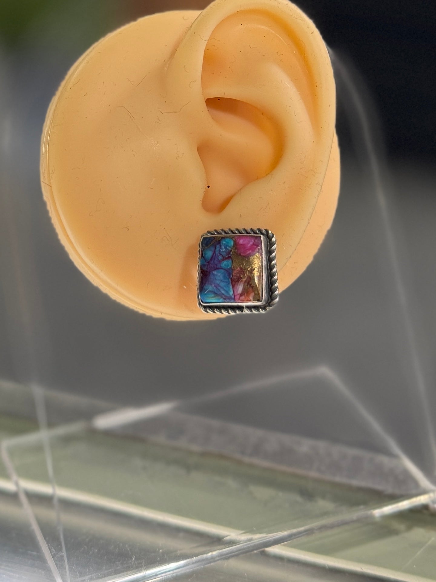 Mojave Square Silver Stud Earrings