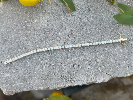 Plated Sparkly Stainless Tennis Bracelet