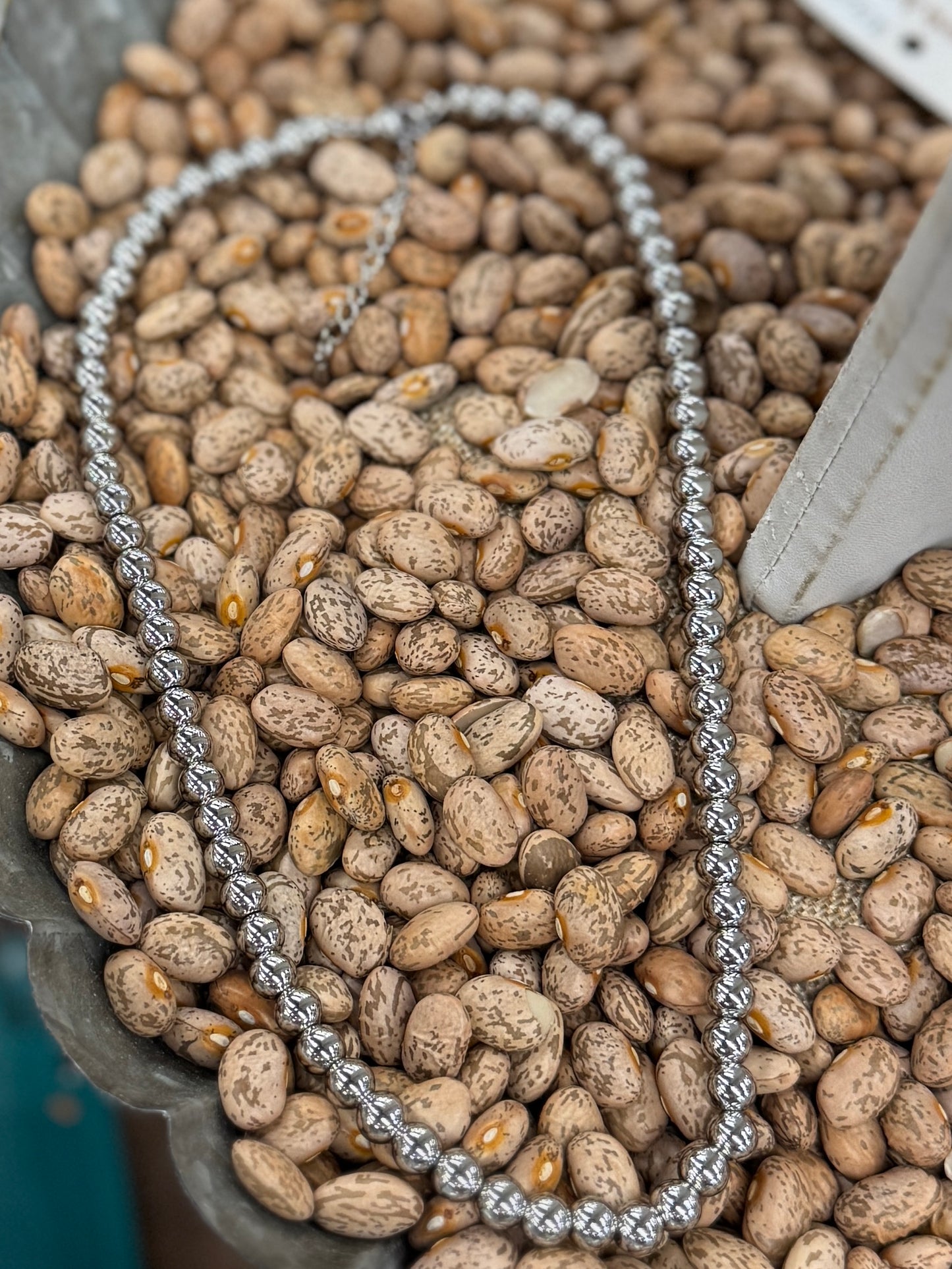 Plain Silver Beaded Necklace