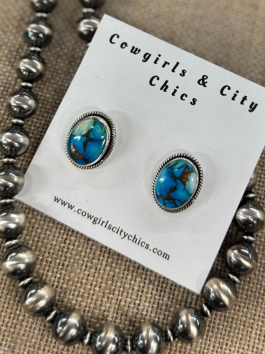 Ice Blue Dahlia Sterling Studs
