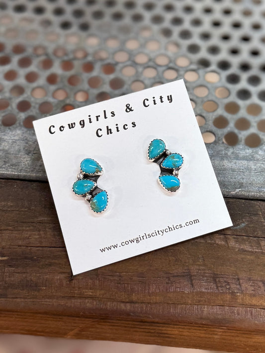 Kingman Teardrop Side Cluster Earring
