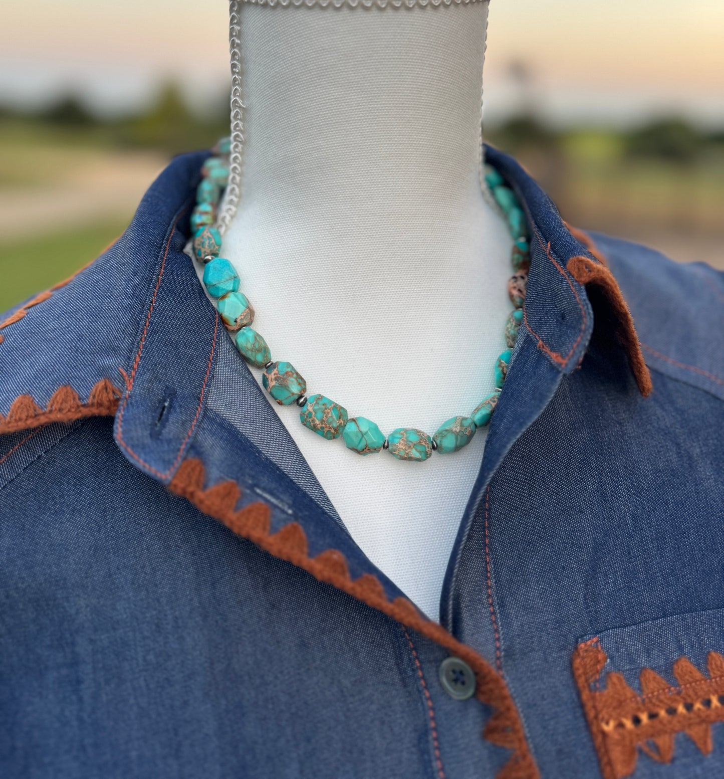{Tyler} Kingman Slab & Silver Necklace