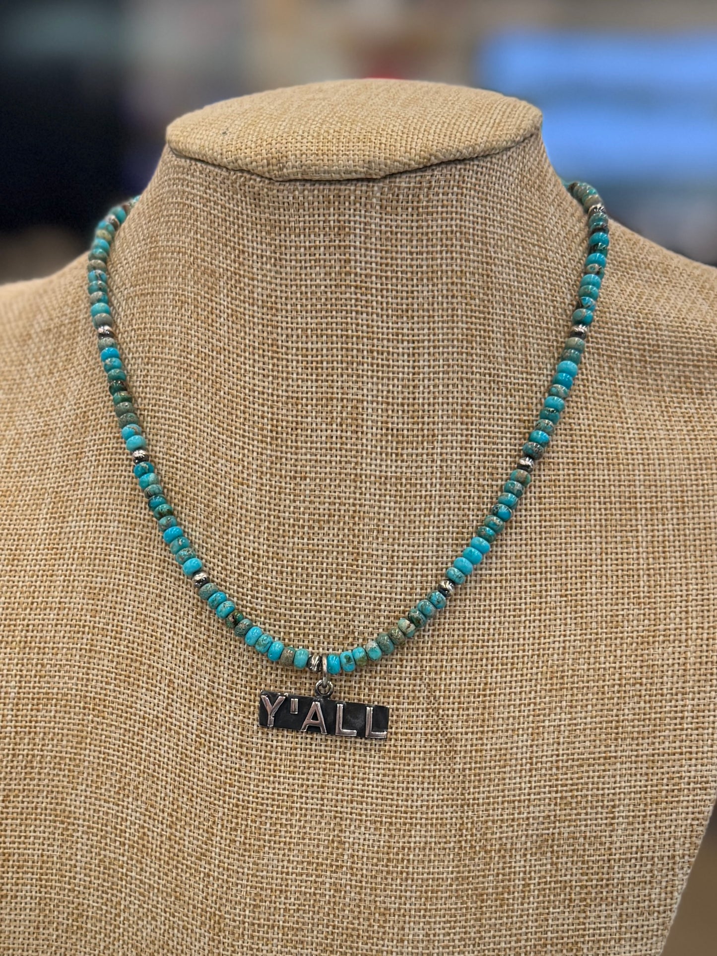 {Y'all} Turquoise Beaded Necklace