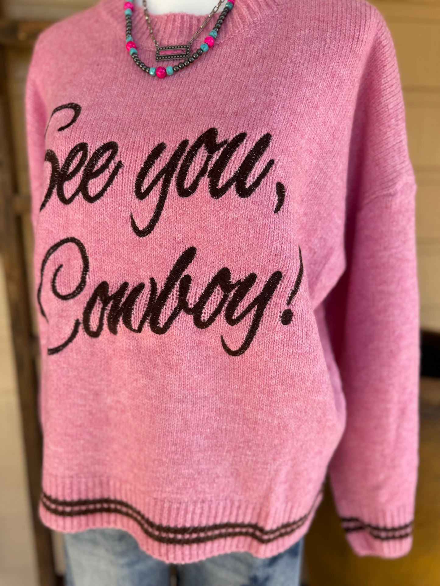 Embroidered {See Ya Cowboy} Sweater