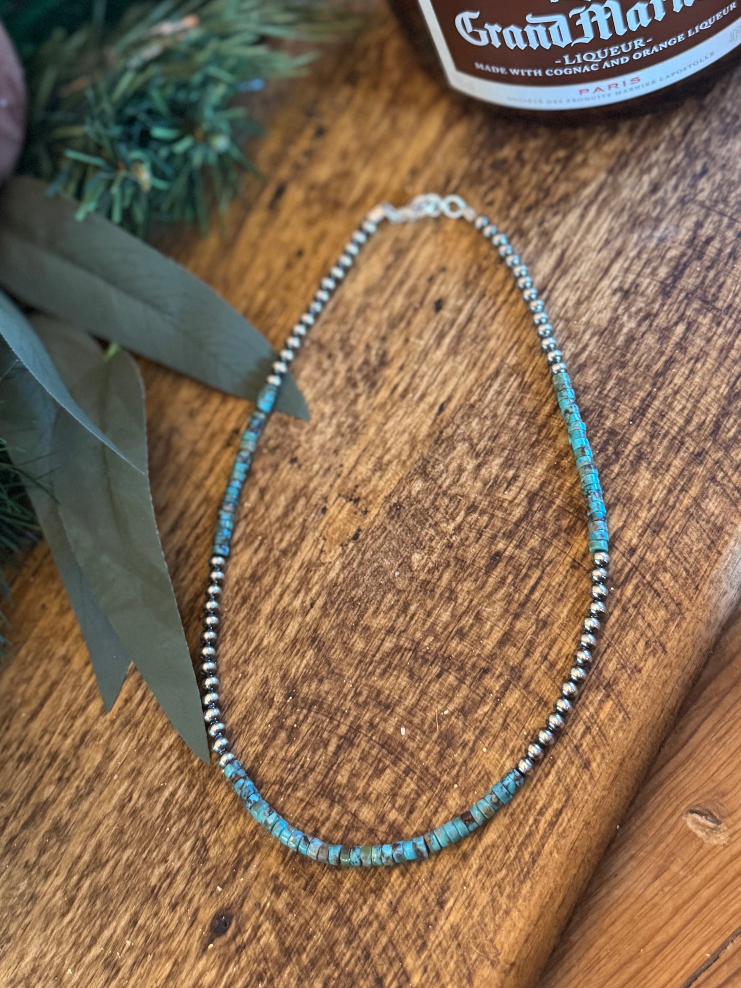 {Annie} Turquoise & Silver Pearl Necklace