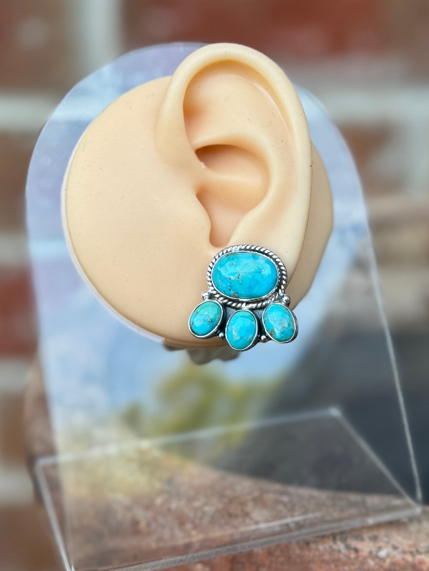 Turquoise Cluster Post Earring