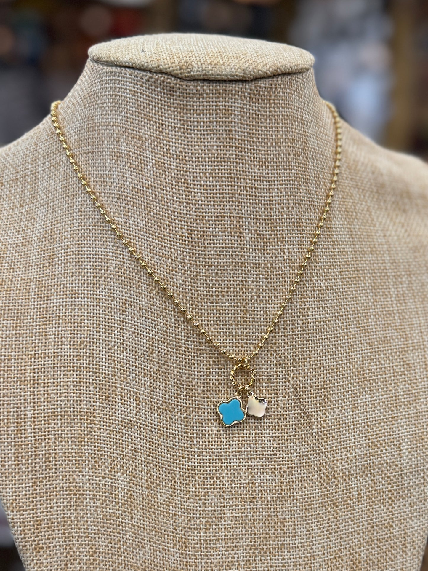 Turquoise Charm Gold Necklace