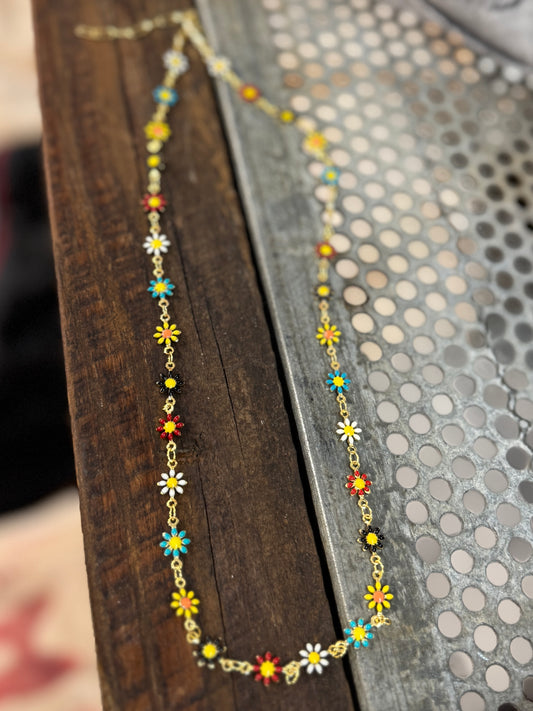 Multi-Color Flower Chain Necklace