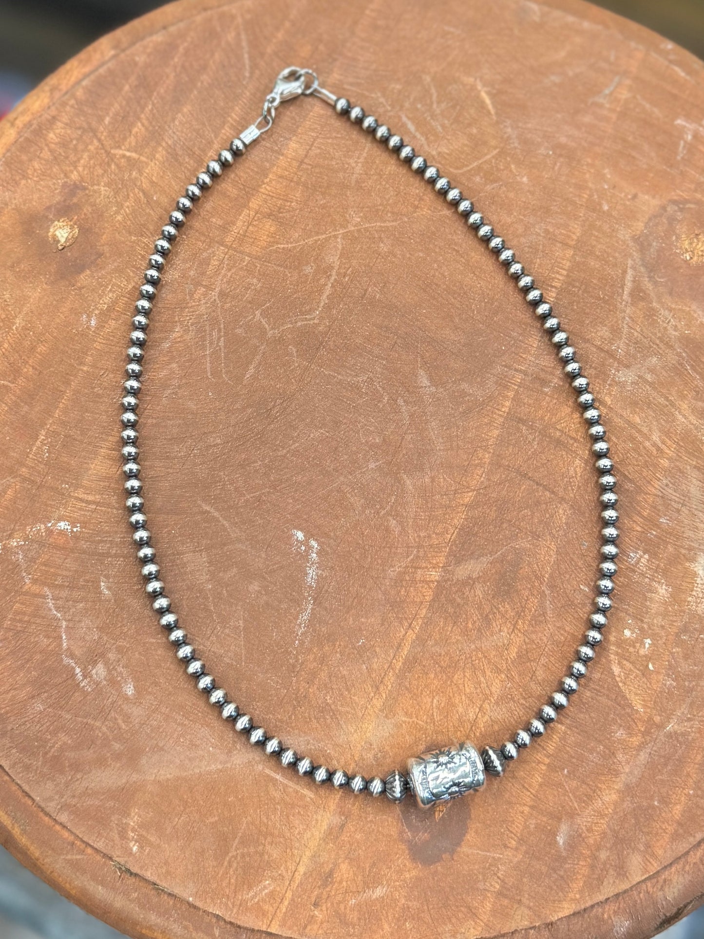 {San Marcos} Single Stamped Pearl Necklace