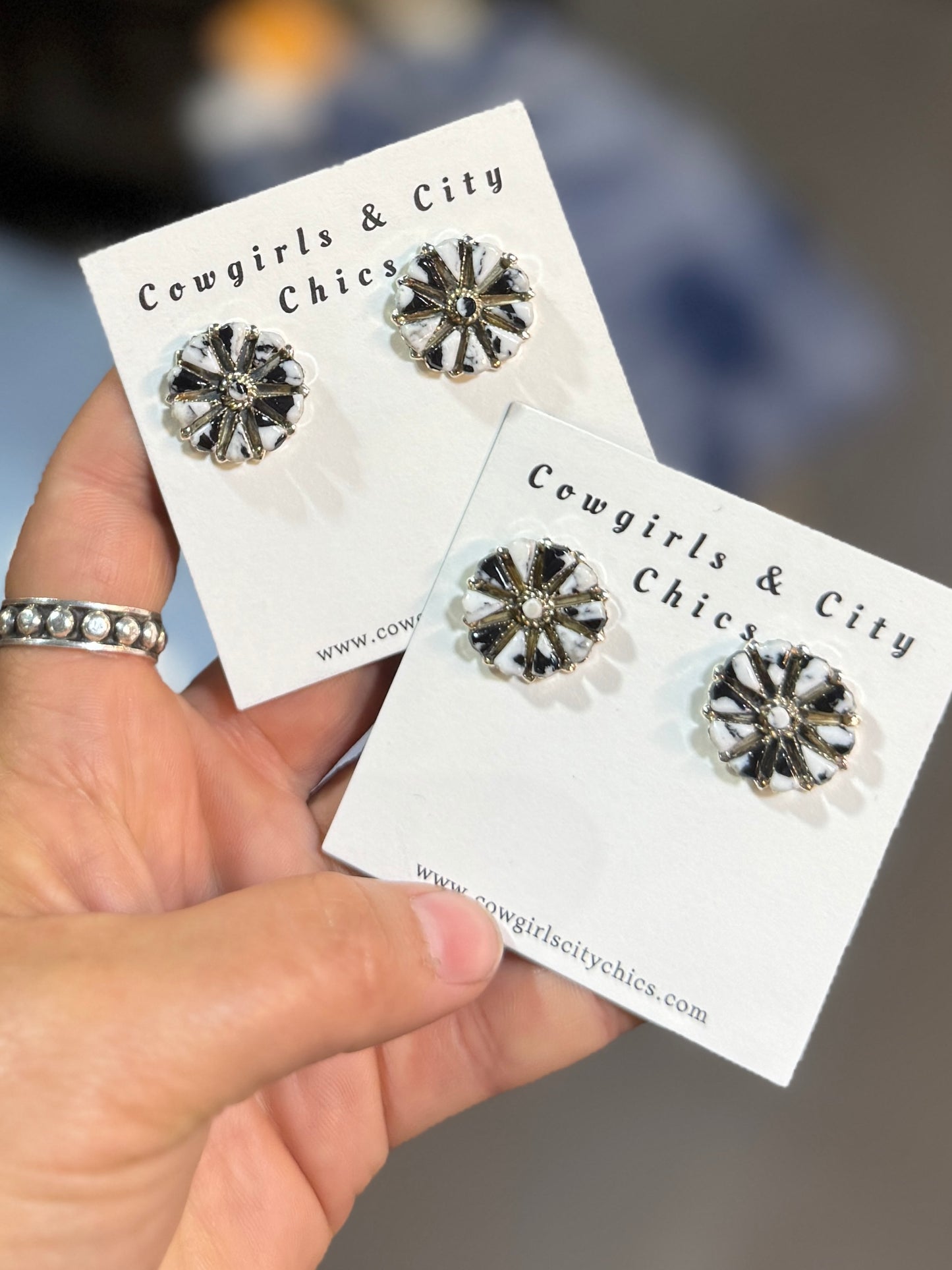 White Buffalo Cluster Post Earrings