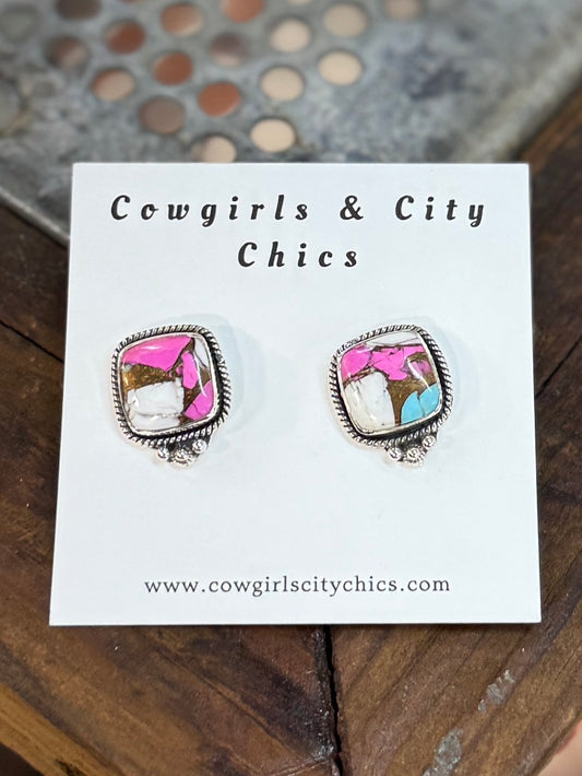 Cotton Candy Square Earrings
