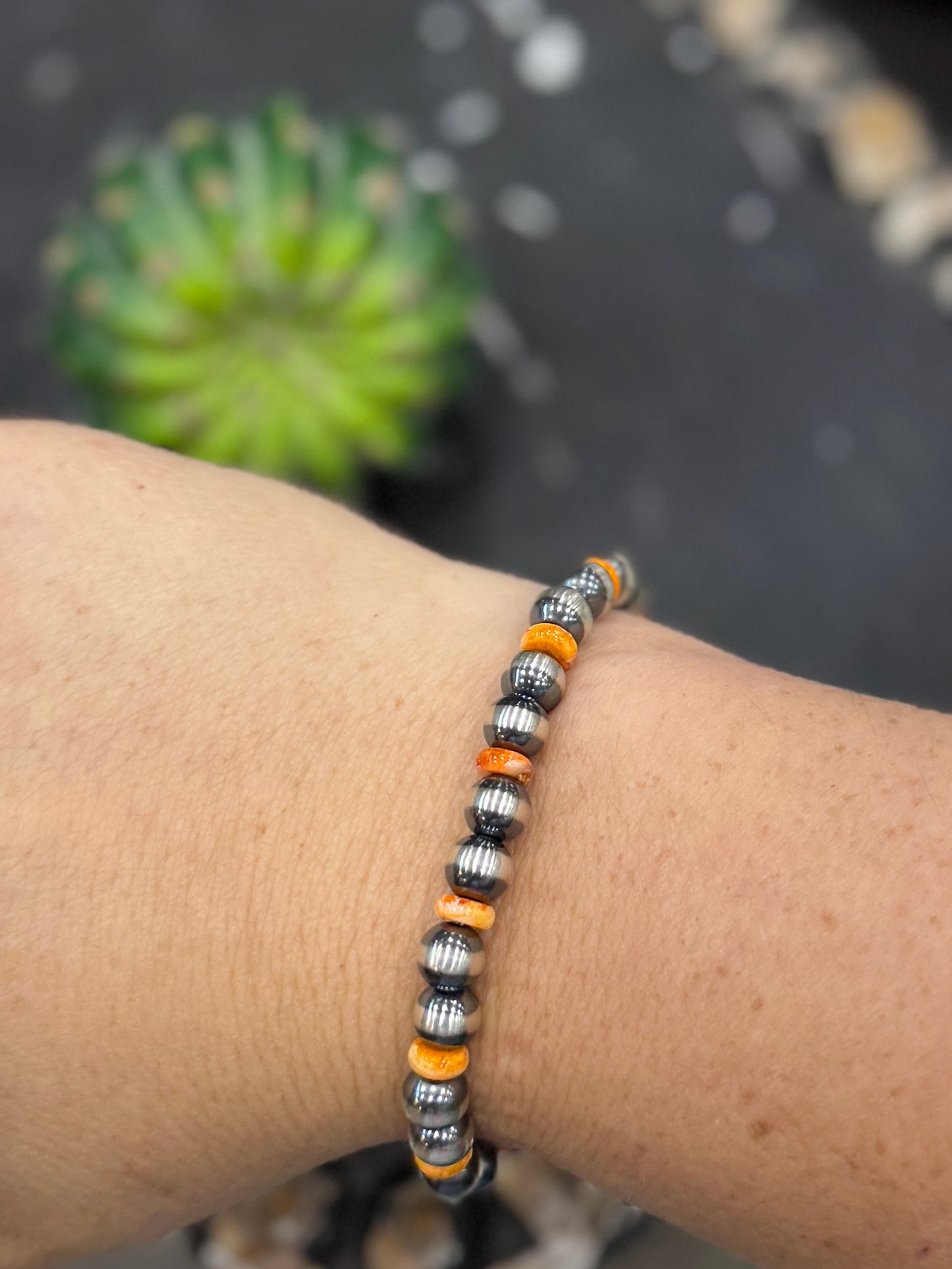 Spiny Oyster Stretch Sterling Bracelet