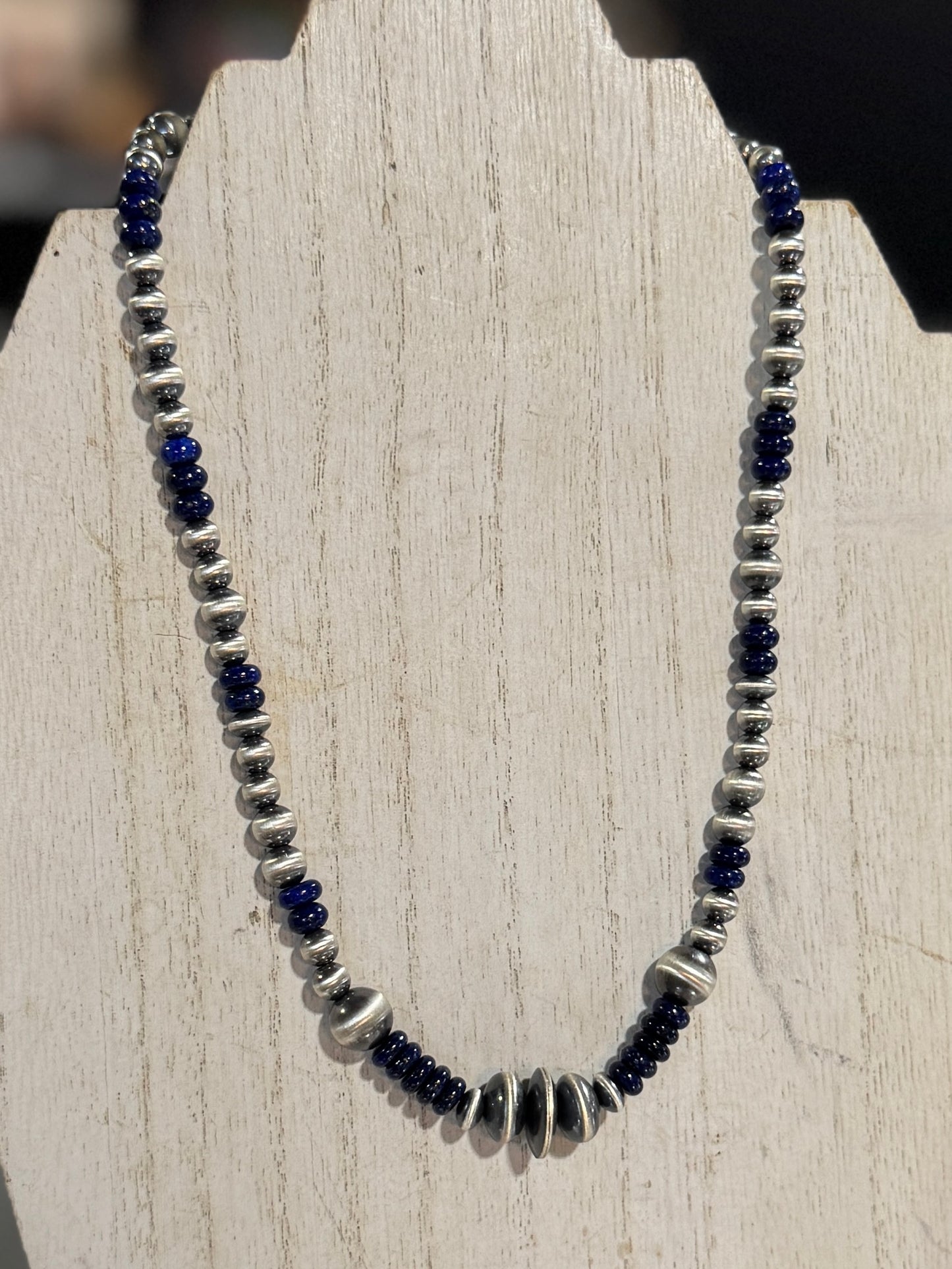 Blue Lapis Graduated Pearls Necklace