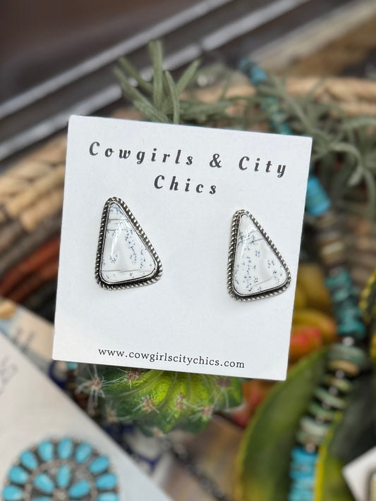 White Buffalo Stud Earrings