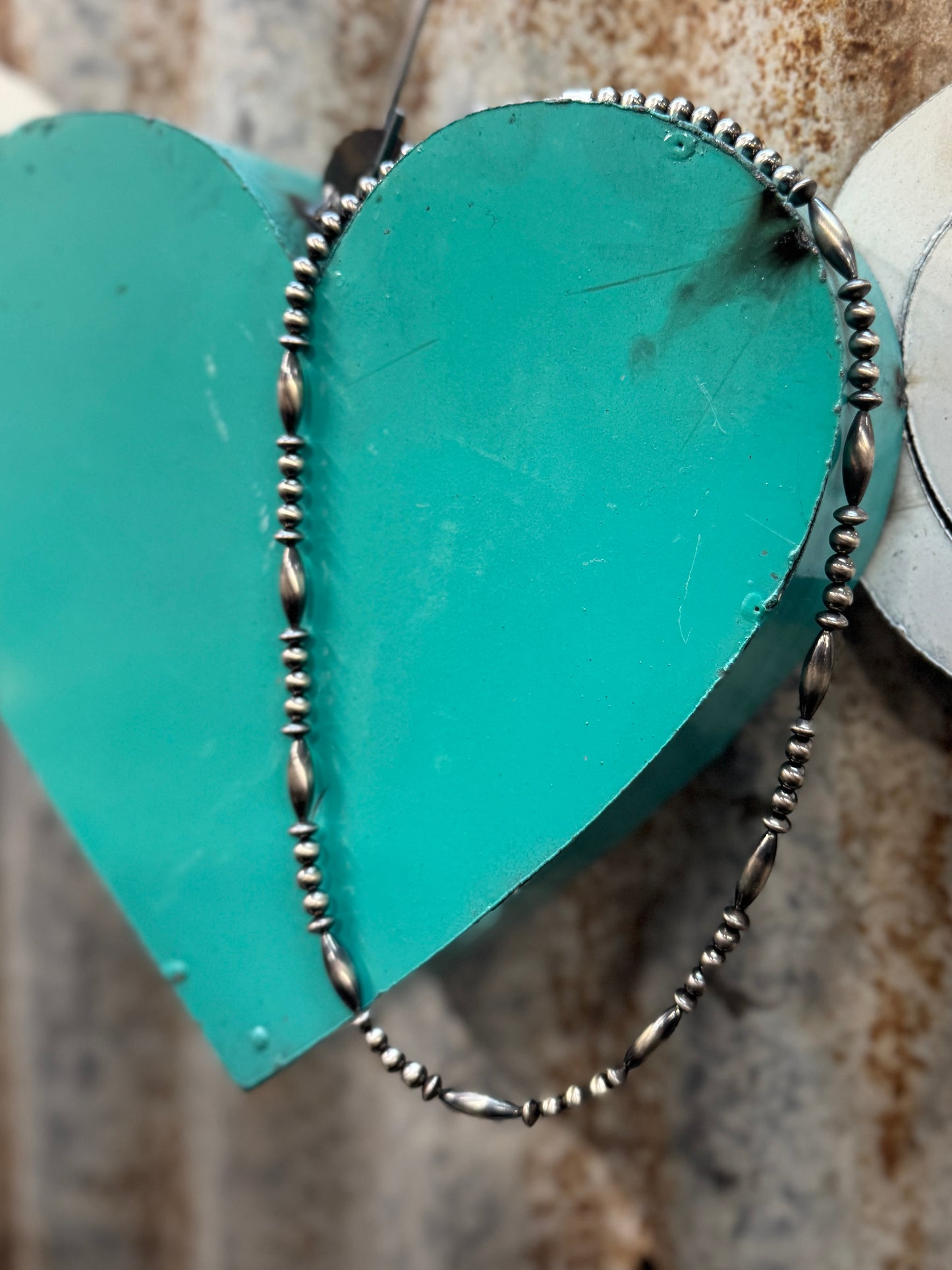 {Gypsy} Barrel Silver Pearl Necklace