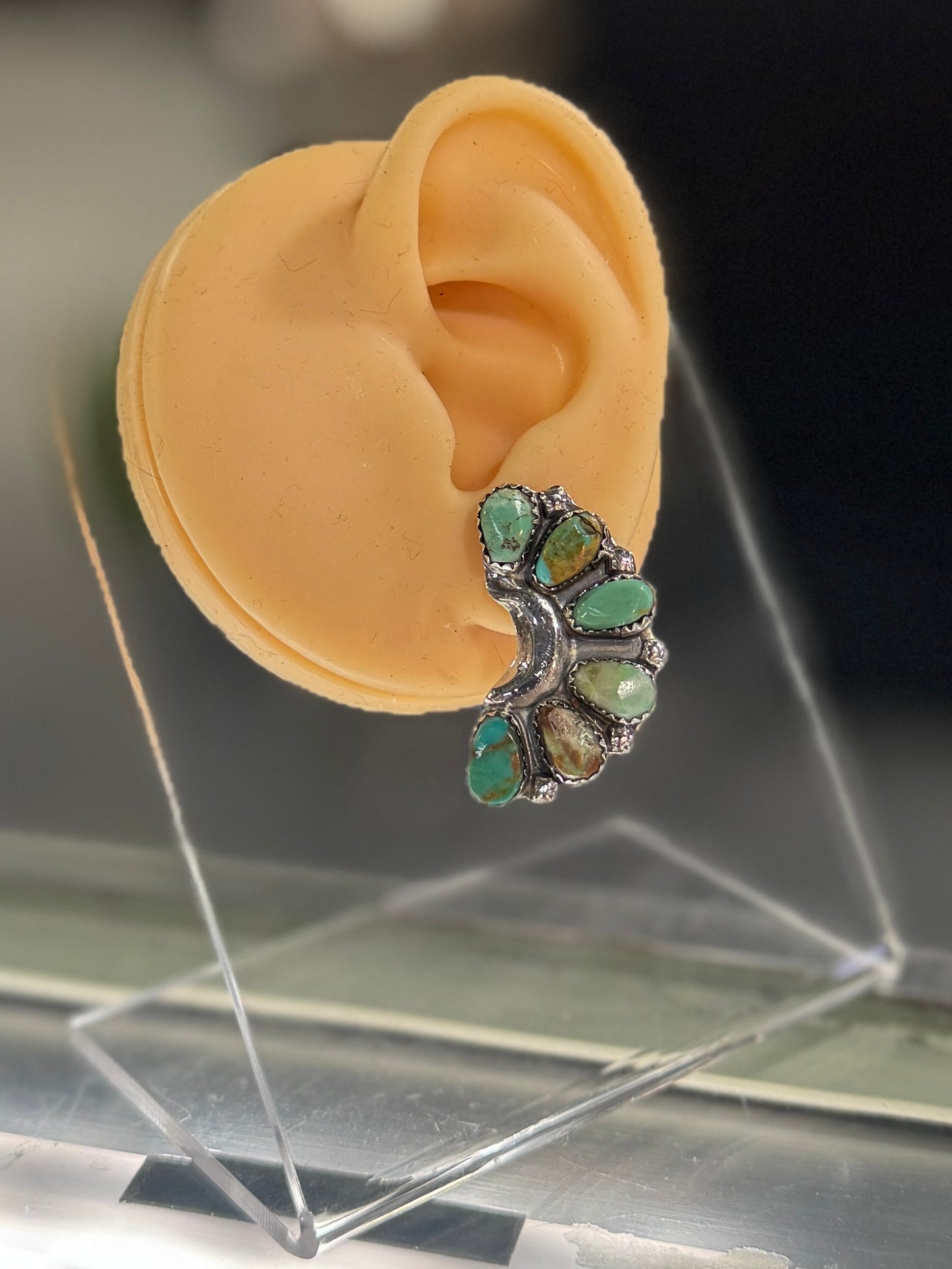 Side {Green} Kingman Cluster Stud Earrings