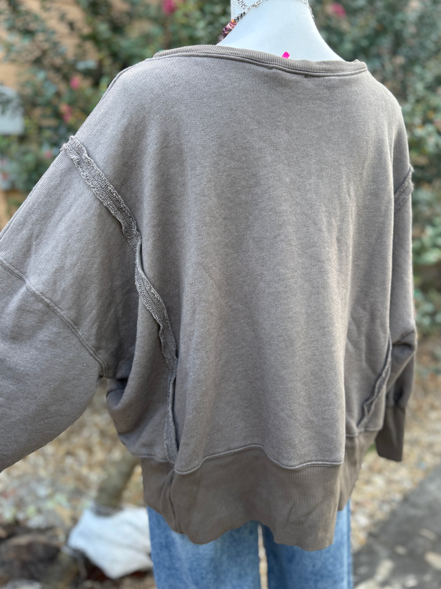 {Mocha} Oversized Raw-Hem Sweater