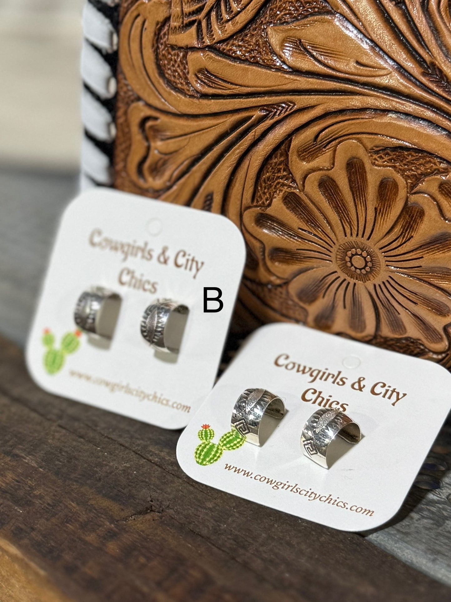 Stamped Silver Huggie Earring