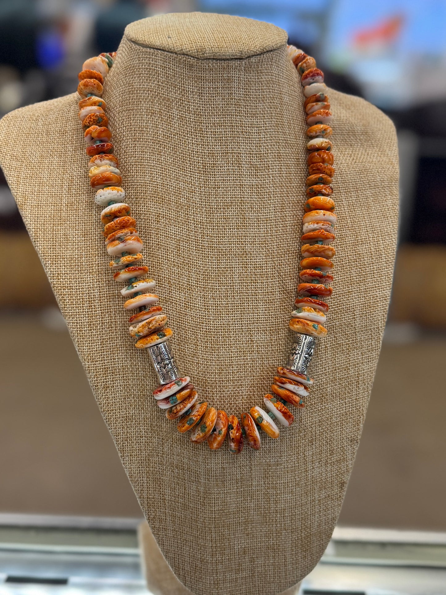 {Bryce} Chunky Orange Spiny Necklace
