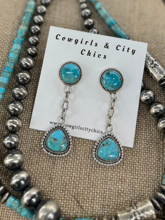 {Becky} Turquoise Dangle Stud Earrings