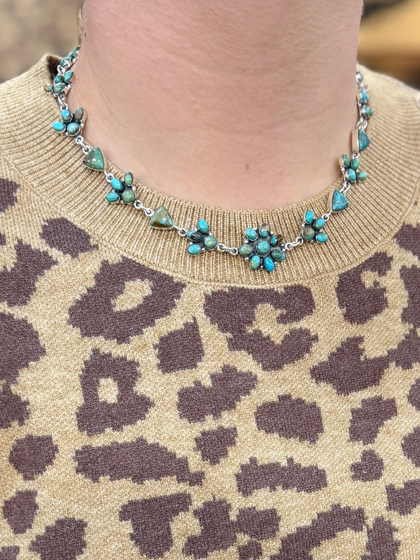 {Maria} Kingman Choker Sterling Necklace