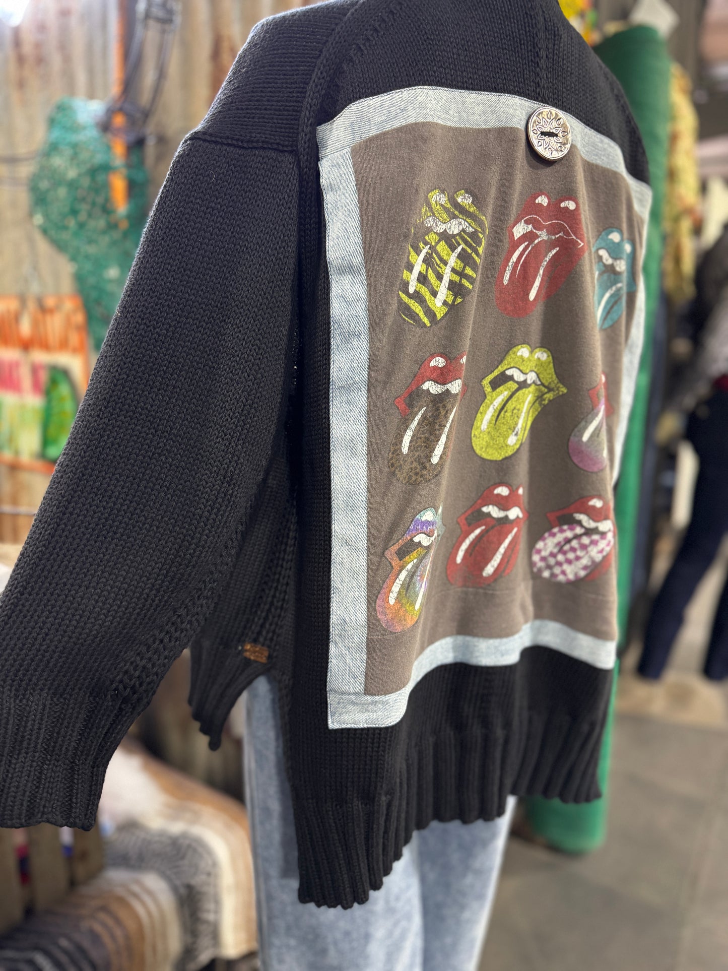 Up-Cycled Rolling Stones Cardigan
