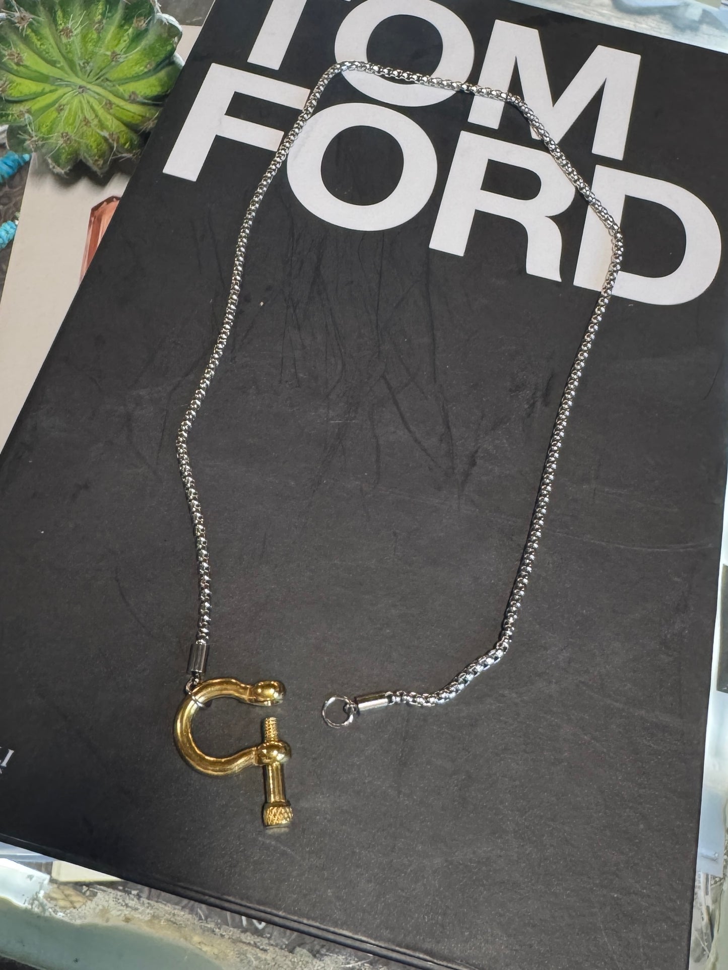 Two-Tone Screw Bit Chain Necklace