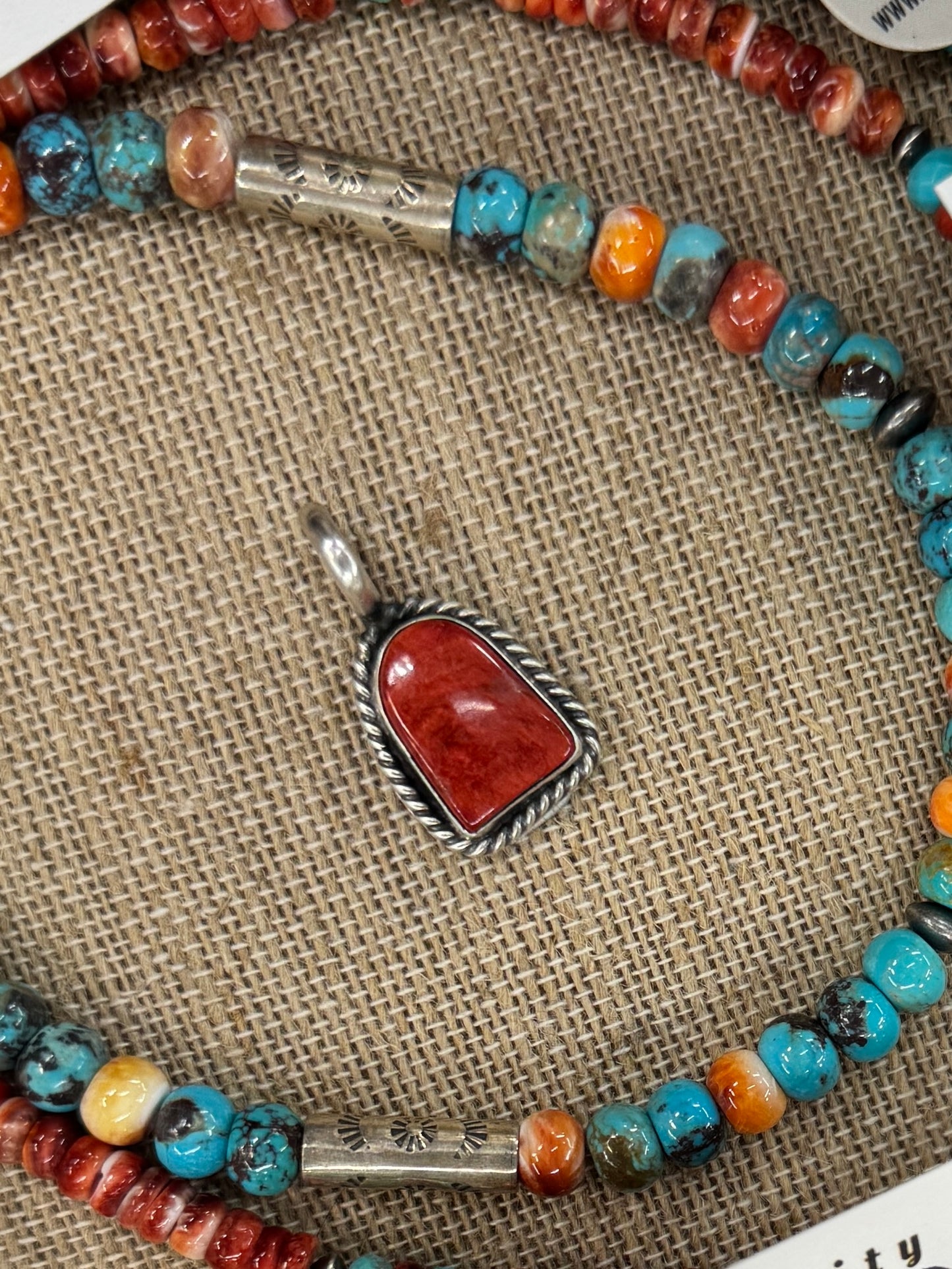 Red Spiny Silver Pendent