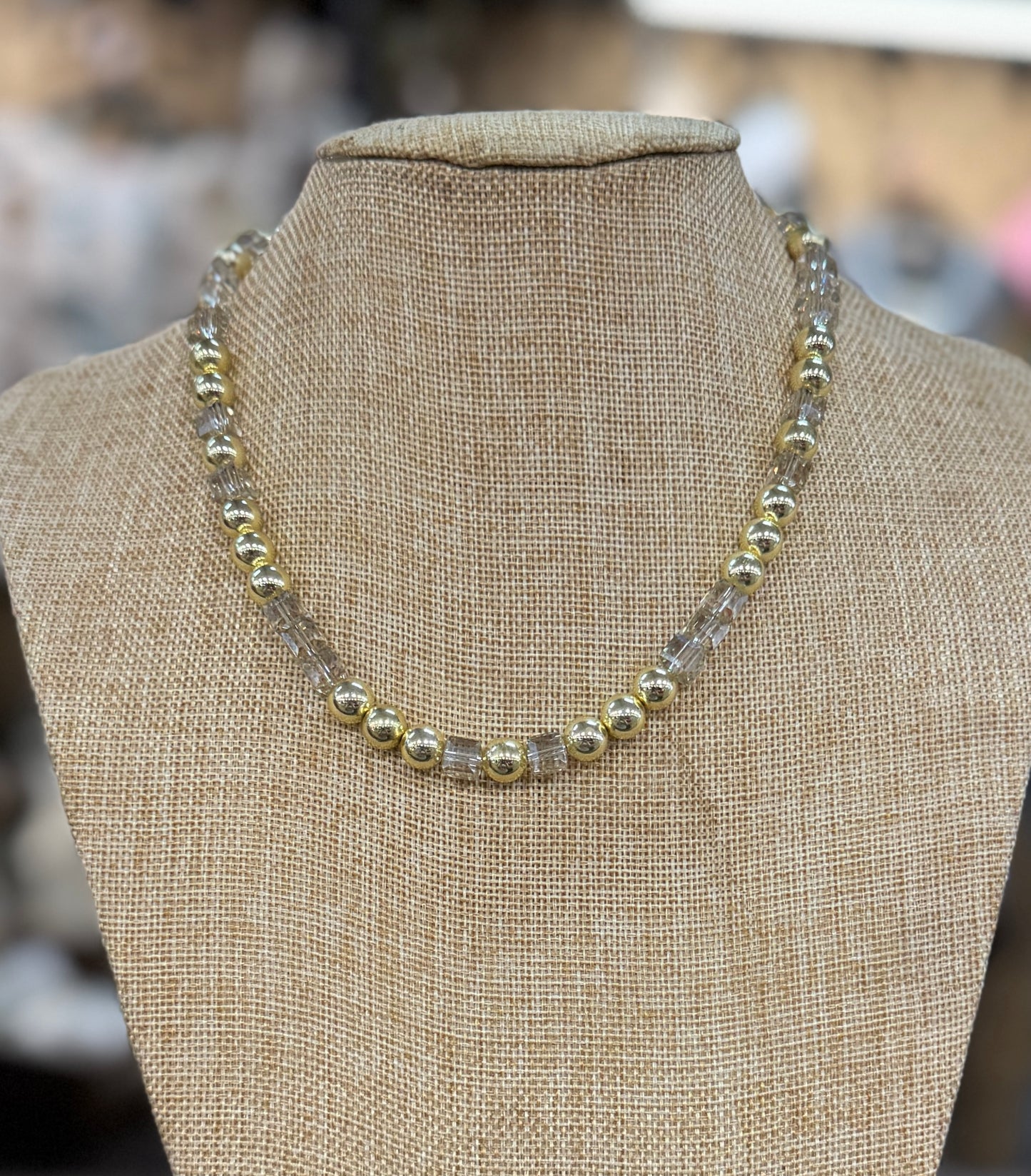 Stainless & Sparkly Bead Necklace