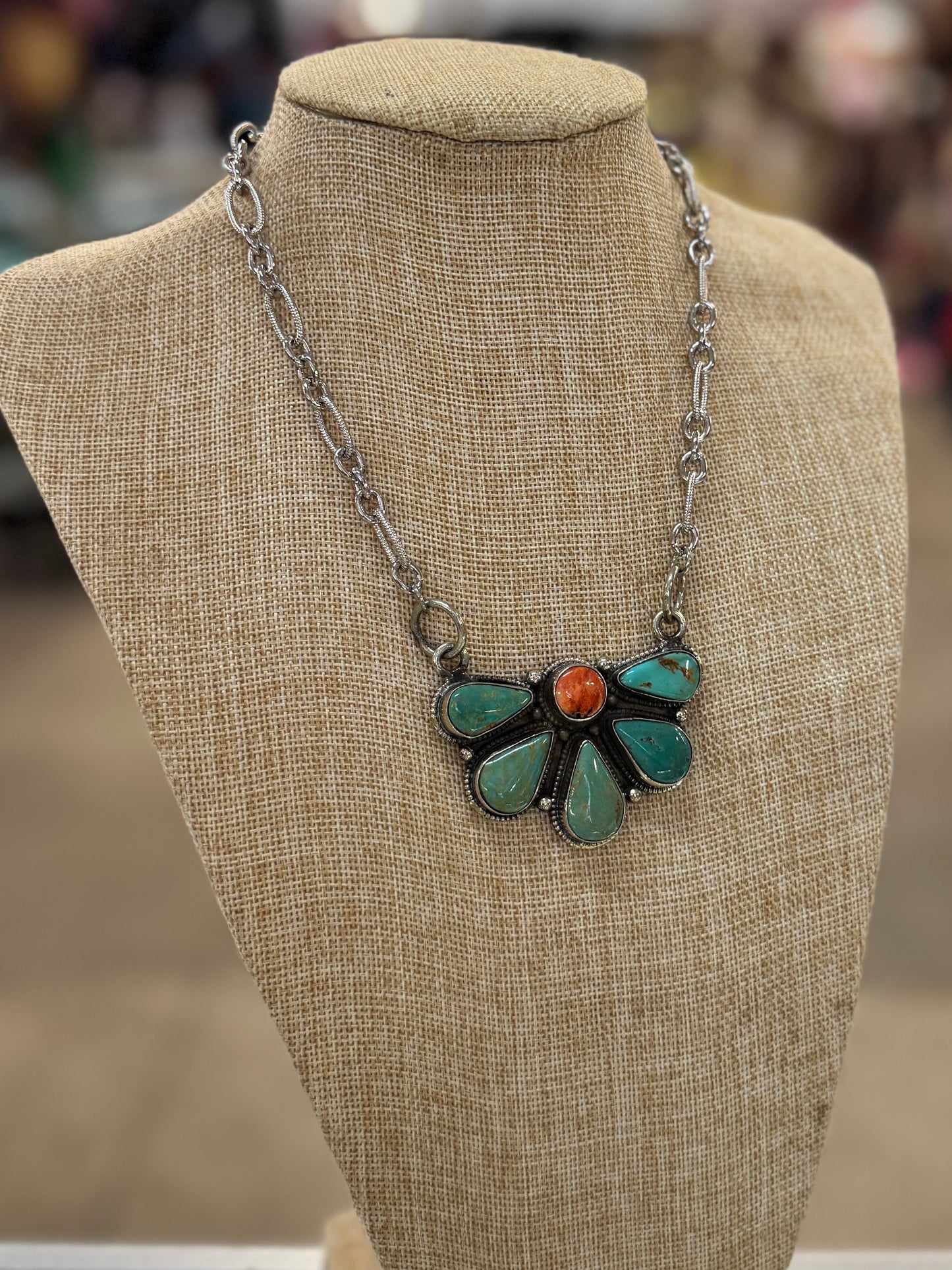 Kingman & Spiny Cluster Pendent Necklace
