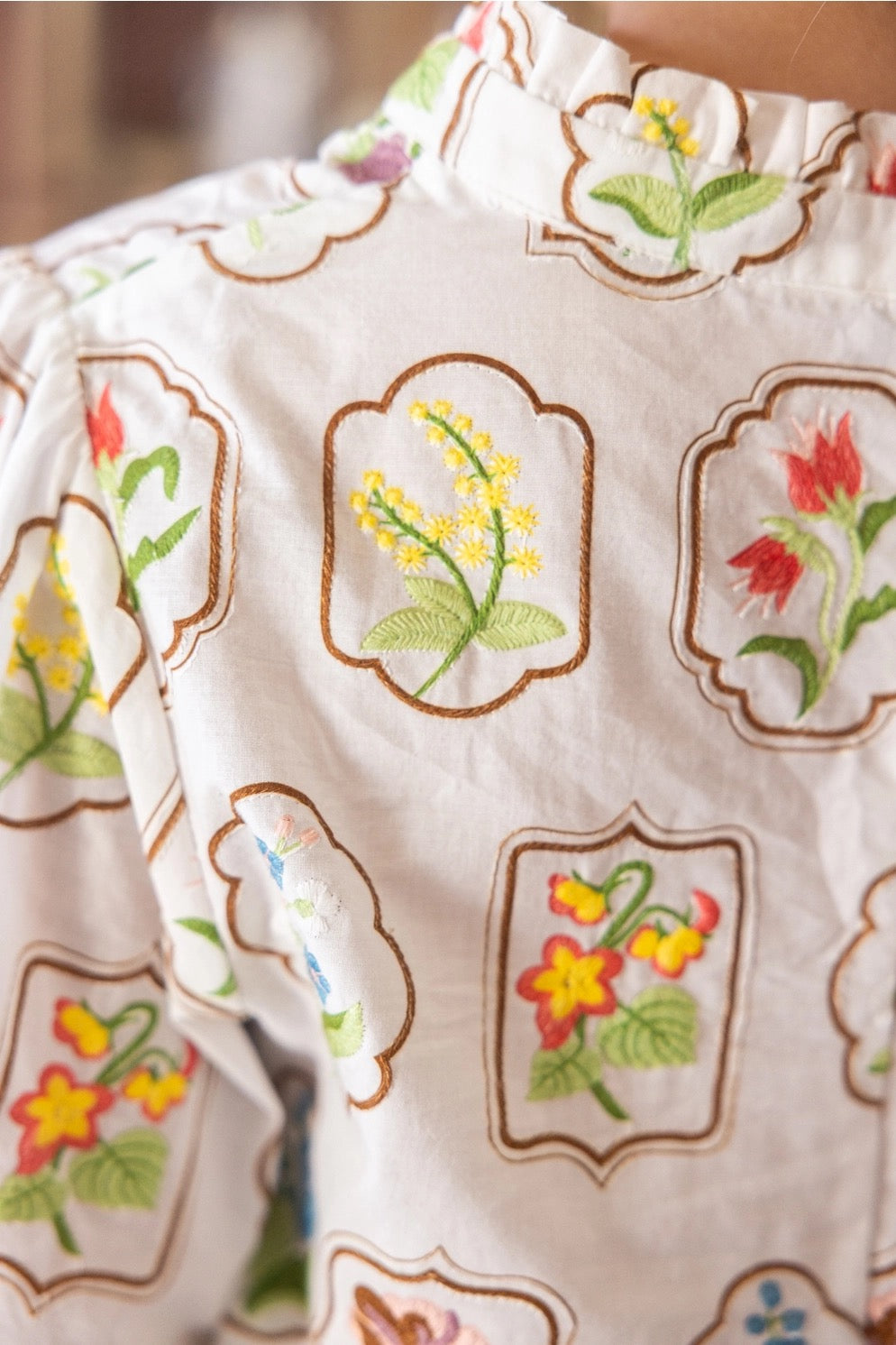 Framed Floral Embroidered Top