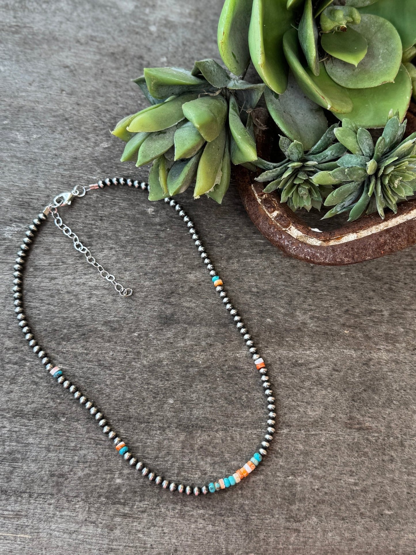 {Austin} Spiny & Kingman Silver Bead Necklace - Cowgirls & City Chics