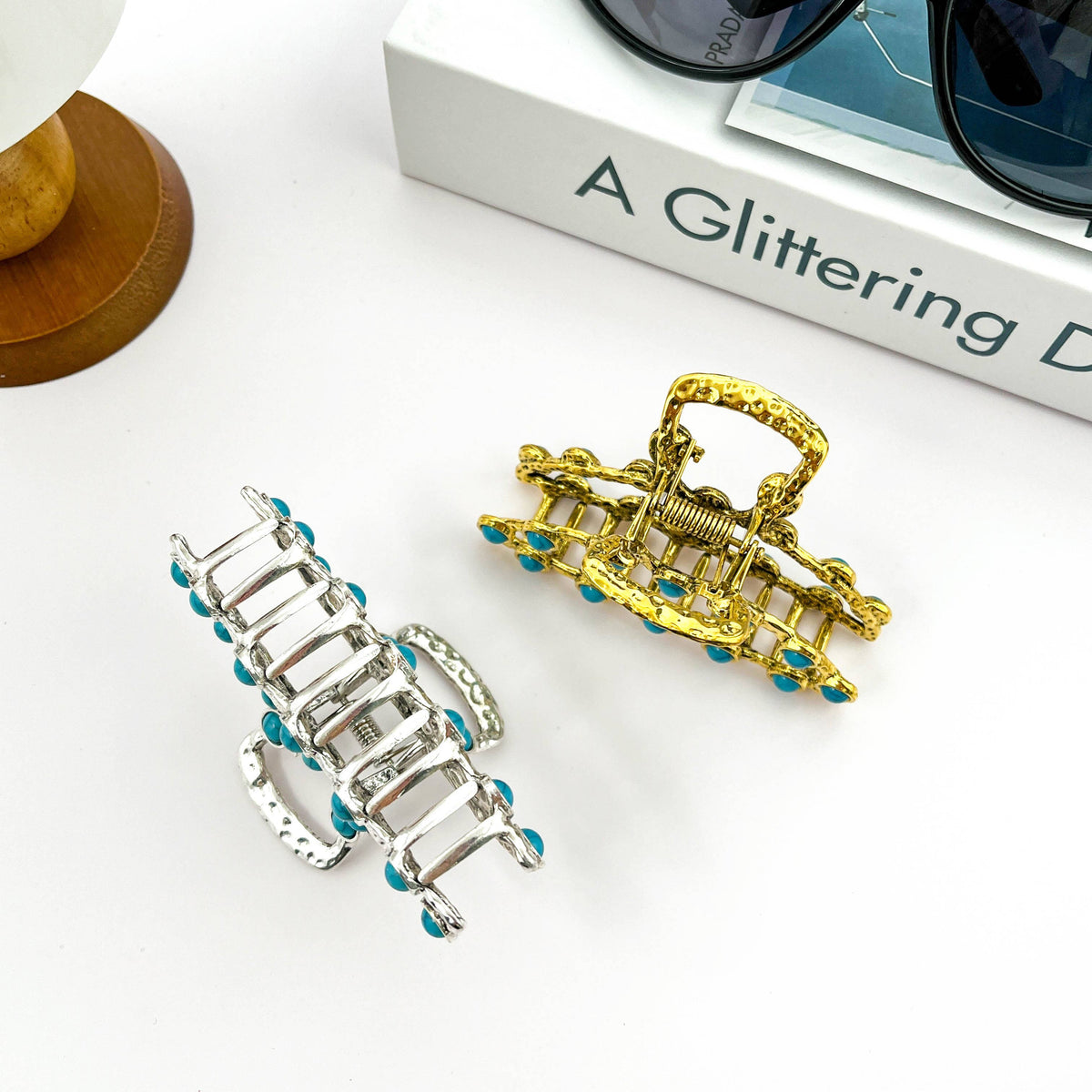 Vintage Turquoise Metal Claw Clip